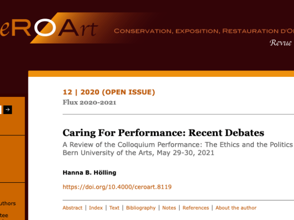 Caring for Performance – Recent&nbsp;Debates